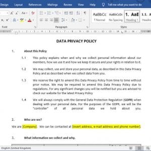 data privacy policy template